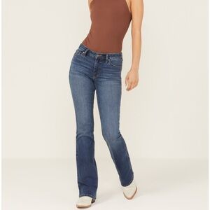 Shyanne women’s aria mid rise bootcut stretch denim dark wash jeans